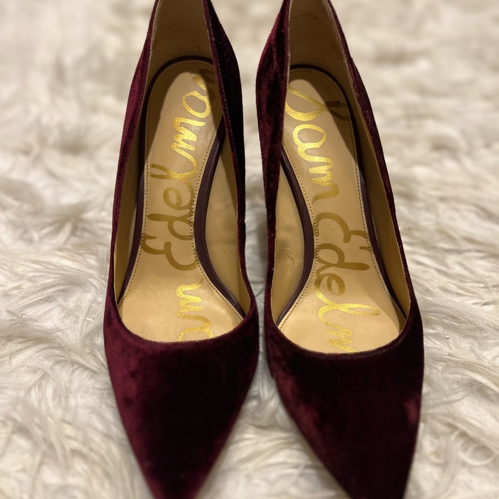 Sam Edelman Women's Velvet Burgundy Heels